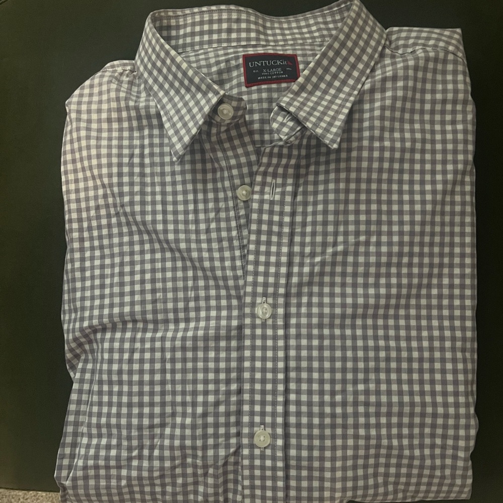 UNTUCKit Men's Gingham Shirt a Lavender Gray color XL